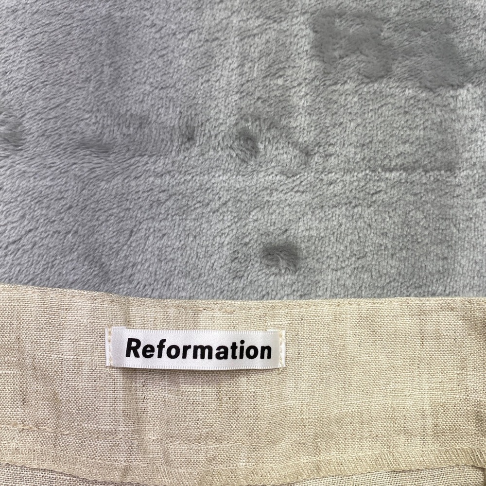 Reformation Linen Blend Pleated High Waist Trousers Pants Beige Sz 28" Tropical - Picture 6 of 10